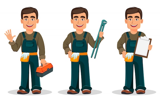 Vector professional plumber in uniform