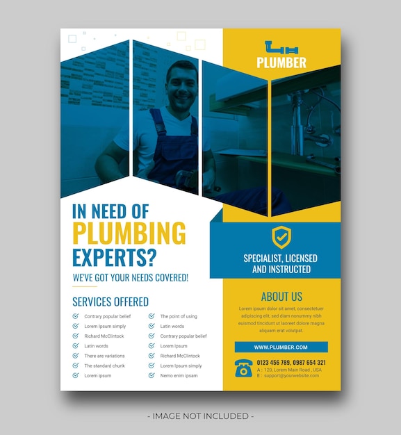 Professional plumbing service flyer template