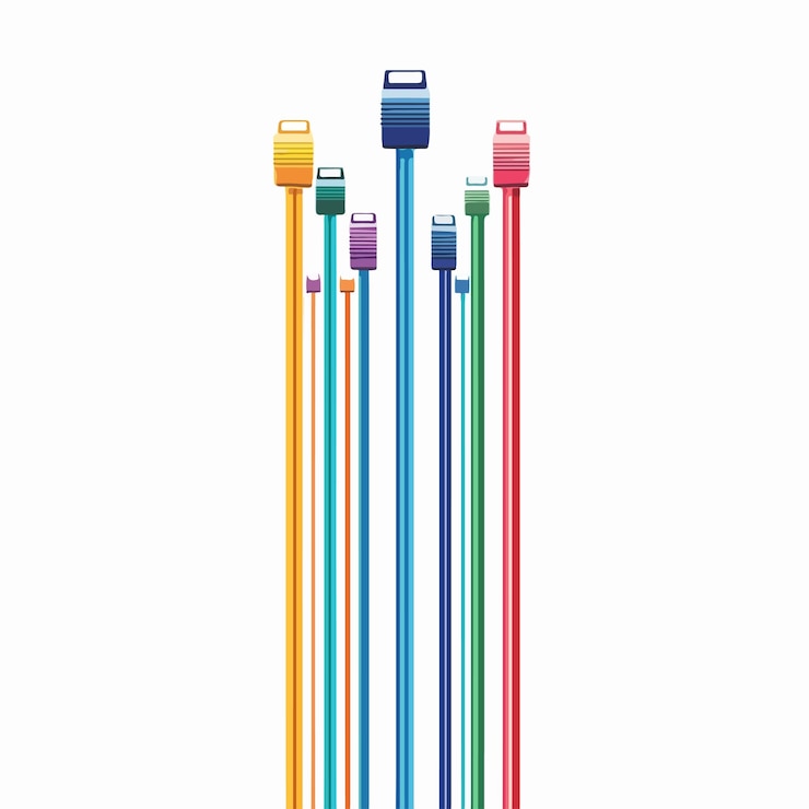Vector professional power cables on white background vector illustration