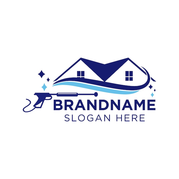 Professional pressure washing house logo design