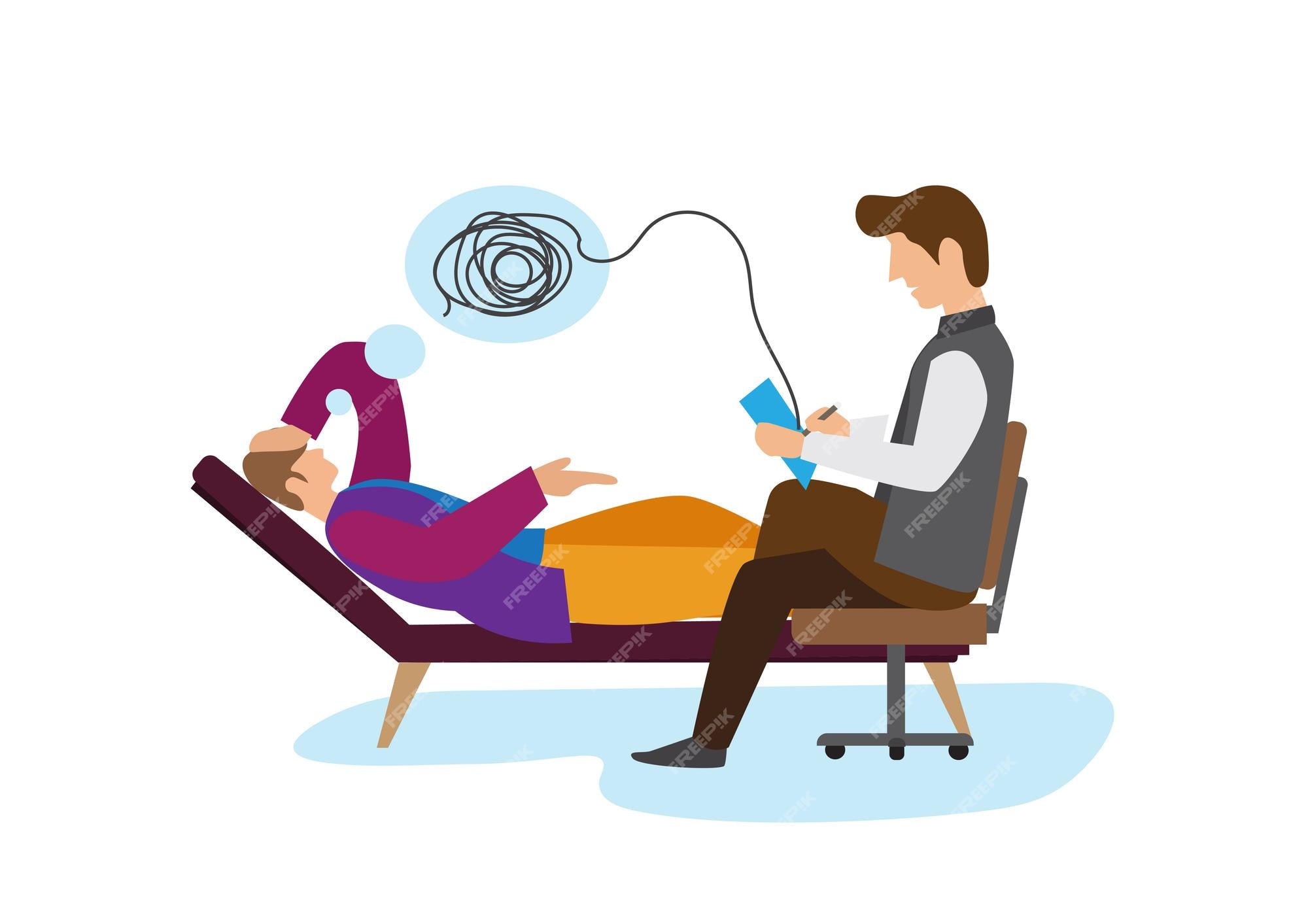 Premium Vector | A professional psychologist helps a male character with a  problem and tries to solve the problem for the patient flat style cartoon  vector illustration