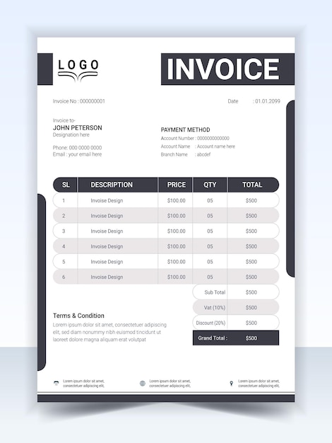 Professional real estate invoice
