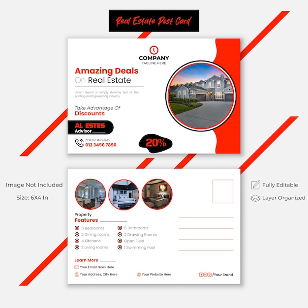 Vector professional real estate post card design template