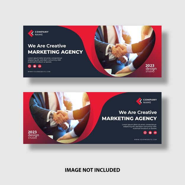 Professional red business banners with image space