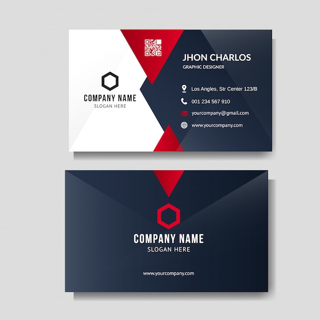 Vector professional red business card layout
