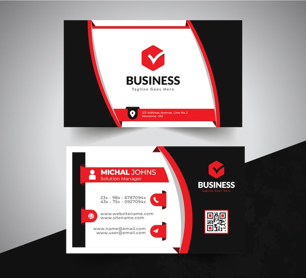 Vector professional red and dark modern corporate business card design template