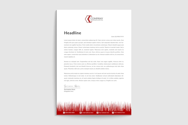 Professional red letterhead template for music brand