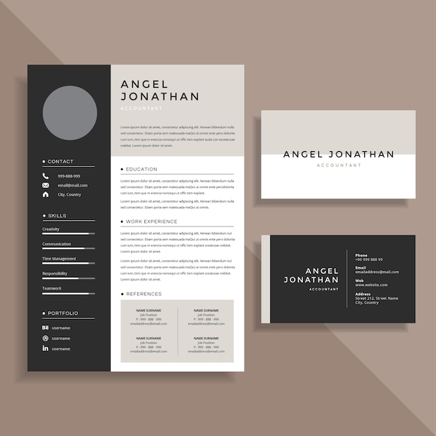 Professional Resume CV and Business Card Template Design Set 