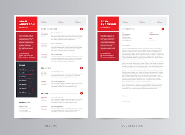 Professional resume or cv and cover letter template