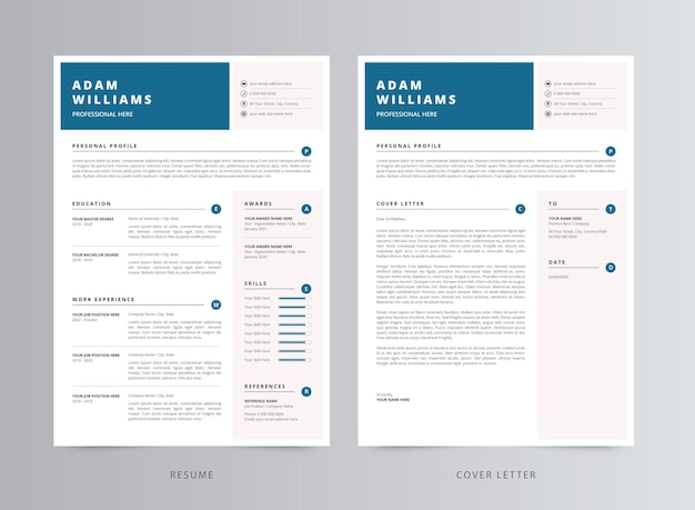 professional resume or cv and cover letter template