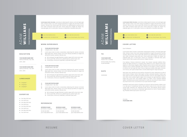 professional resume or cv and cover letter template