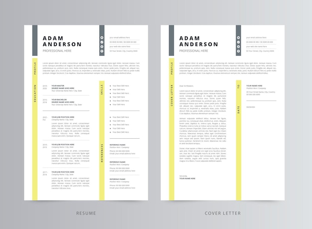 Professional resume or cv and cover letter template