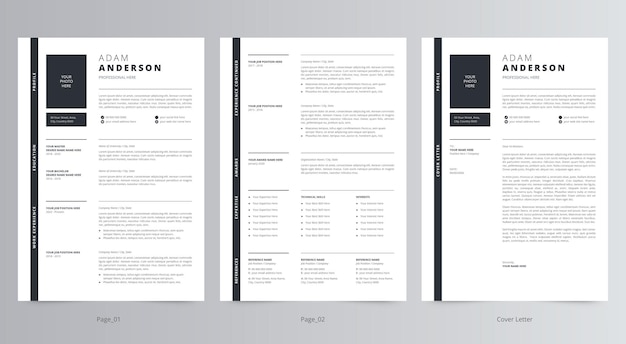 professional resume or cv and cover letter template