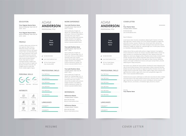 Professional Resume or CV and Cover Letter Template