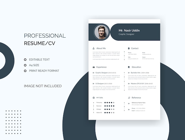 Vector professional resume, cv template