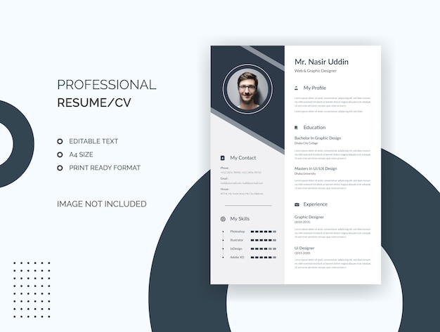 Vector professional resume, cv template