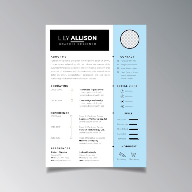 Professional resume design template minimalist. Business layout vector for job applications template.