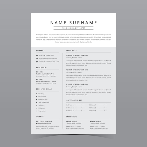 Professional resume template vector design