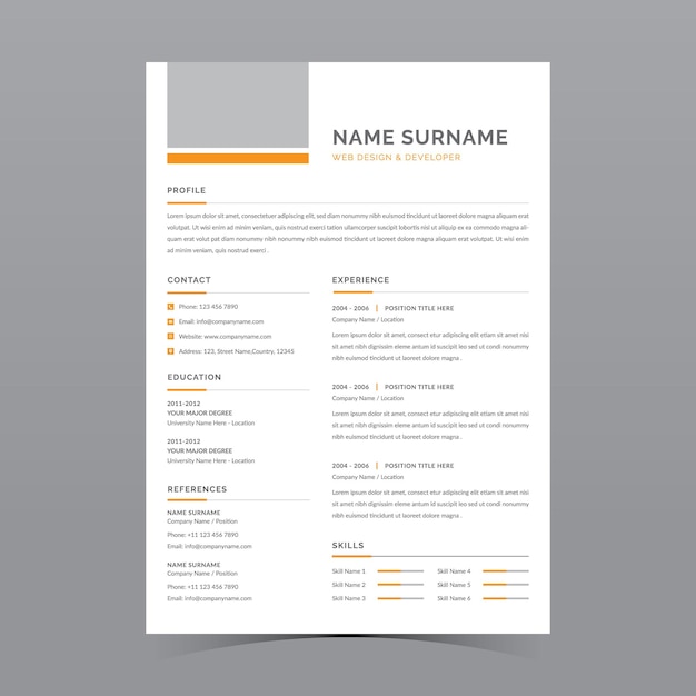 Professional Resume Template Vector Design