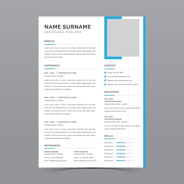 Vector professional resume template vector design