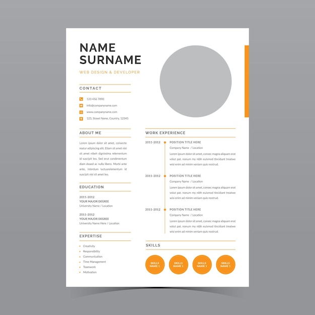 Professional Resume Template Vector Design