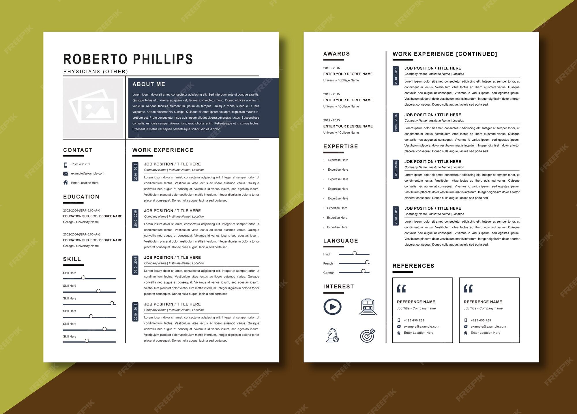 Premium Vector | Professional resume template