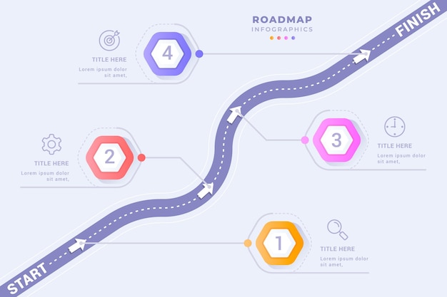 Vector professional roadmap infographic template with four steps design illustration