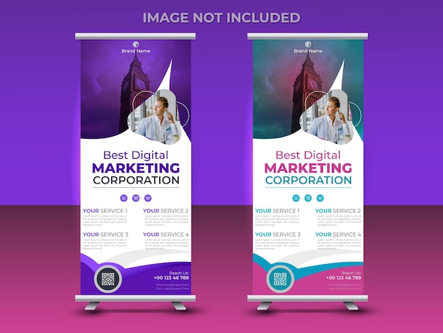 Modello di banner professionale roll up stand disegno vettoriale