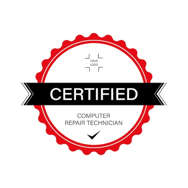 Vector professional round certificate of computer repair technician