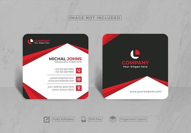 Professional round corner square business card template