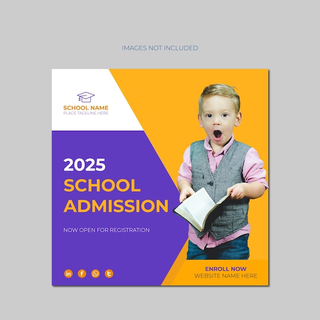 Professional school admission banner design template design Premium Vector