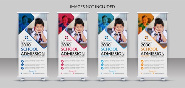 professional school admission roll up stand banner template