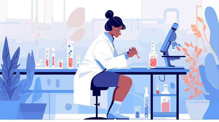 Vector professional scientist preparing dna sample testing laboratory procedure