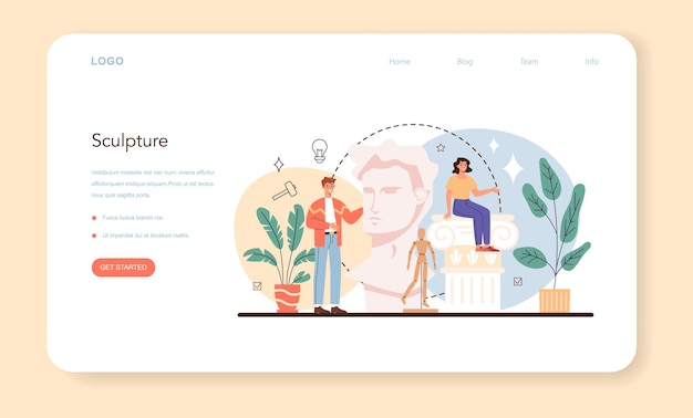 プロの彫刻家のウェブバナーまたはランディングページ
