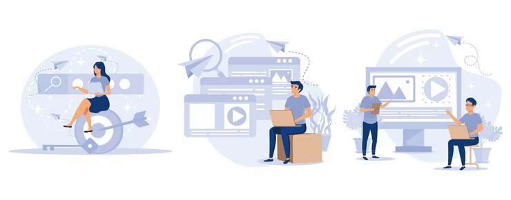Vector professional seo services concept keyword research copy optimization content plan web campaign