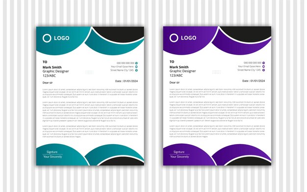 professional simple Modern letterhead layout design