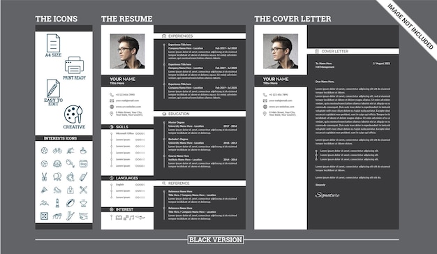 Vector professional simple resume template premium vector