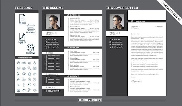 Professional Simple Resume Template Premium Vector