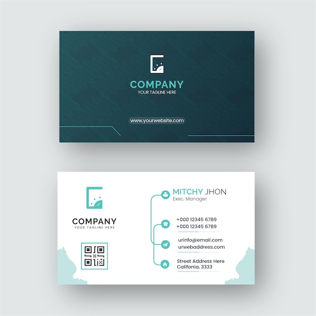 professional simplify blue and white modern business card design template