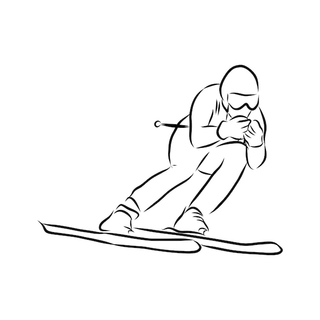 Профессиональный лыжник катится с холма. векторная иллюстрация
