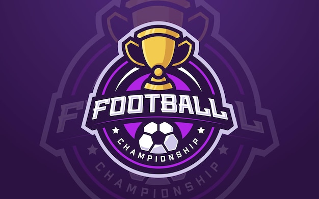 Professional soccer club logo template with trophy for sports team