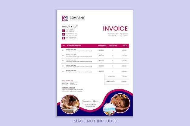 Professional Spa massage creative  business invoice template payment agreement design template