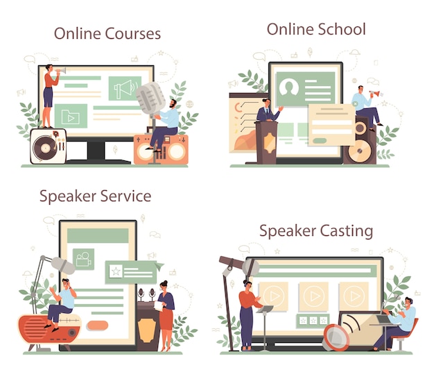 전문 연사, 해설자 또는 성우 온라인 서비스 또는 플랫폼 세트