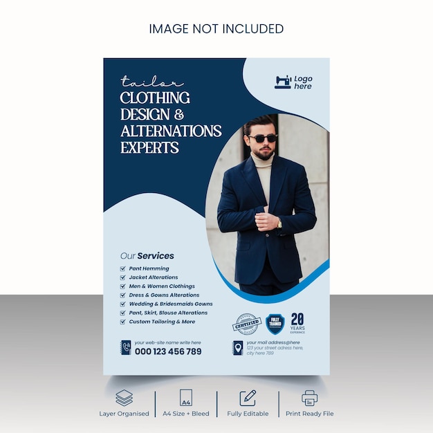 Custom fashion tailor flyer template Royalty Free Vector