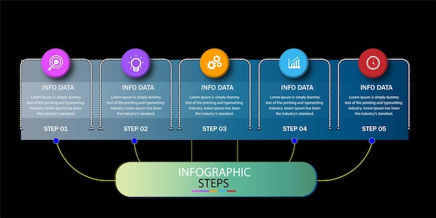 Professional template infographic with 6 steps