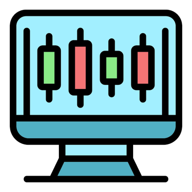 Vector professional trader screen icon outline professional trader screen vector icon color flat isolated