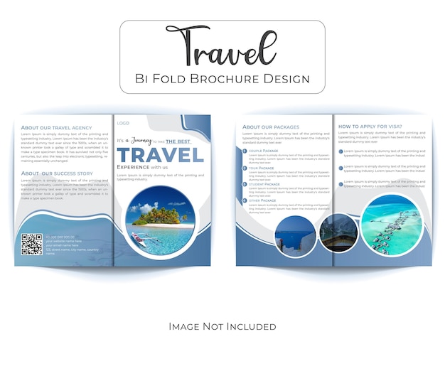 Vettore modello di progettazione di brochure bi-fold per viaggi professionali