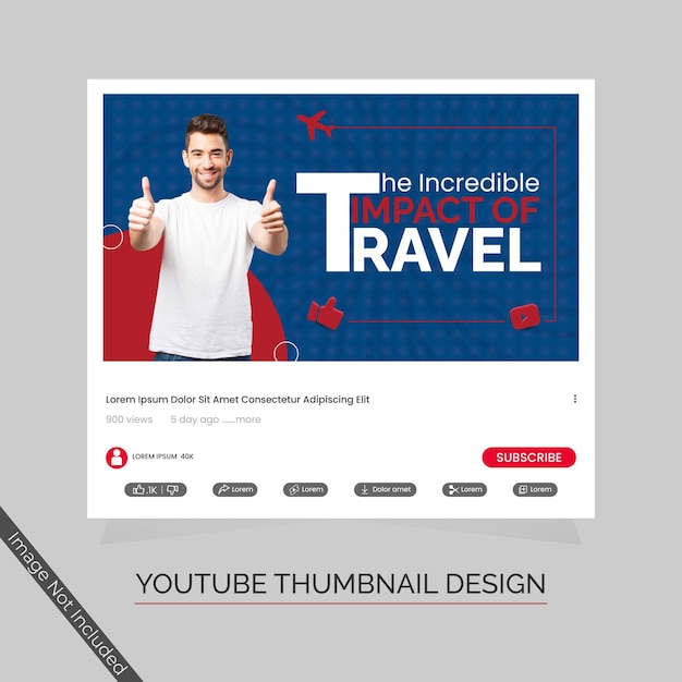 Vector professional travel youtube thumbnail design template