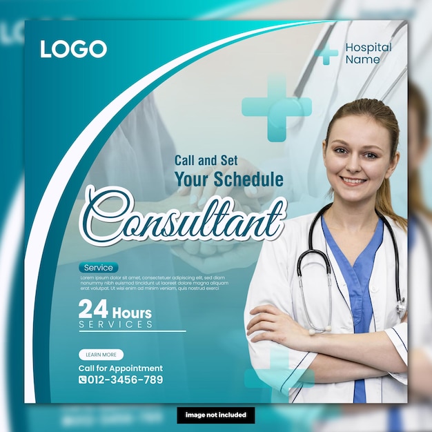 Professional and Trendy Medical consultant social media post vector template