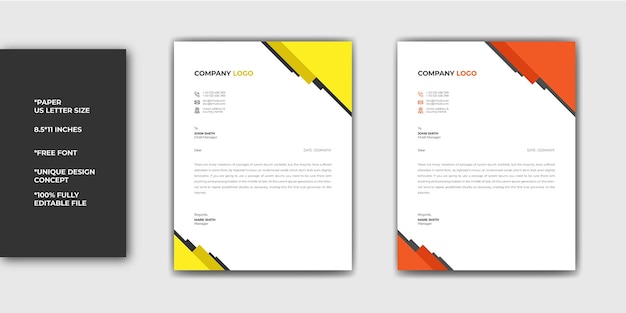 Professional unique business letterhead template design